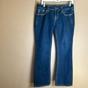 Miss Me Easy Boot Rhinestone Embellished Western Cowgirl Jean. Size 28